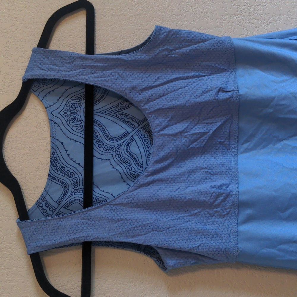 Patagonia Women's Blue Paisley Print Bandha Ruched Tank Top Shirt Active Small - Picture 8 of 8